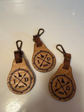Rustic Wooden ID 1890 Keychain - Brown